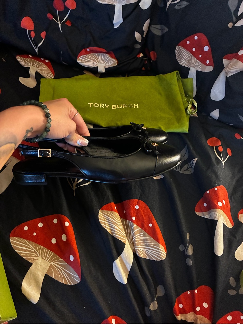Tory Burch Black Leather Slingback Ballet Flats with dust bag and box - Picture 4 of 7